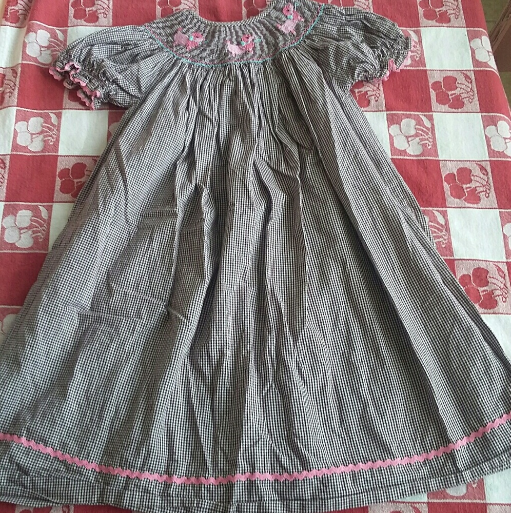 Pink poodle smocked dress